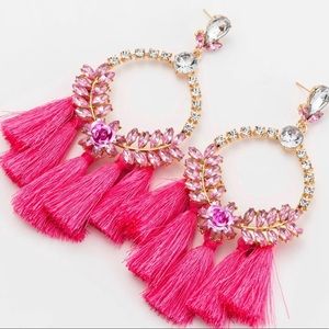 Pink Fringe Bohemian Tassel Earrings